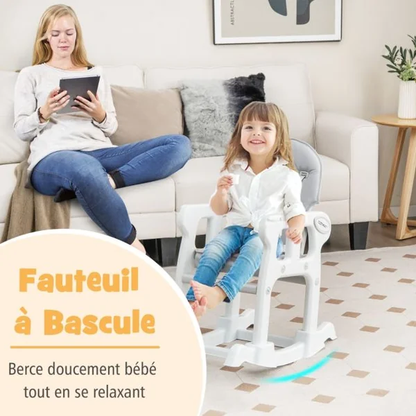 Chaise Haute Bébé Convertible avec Dossier à 3 Niveaux 4 Roues Universelles Amovibles Plateau Réglable 20KG 6-36 Mois 5 Couleurs au Choix