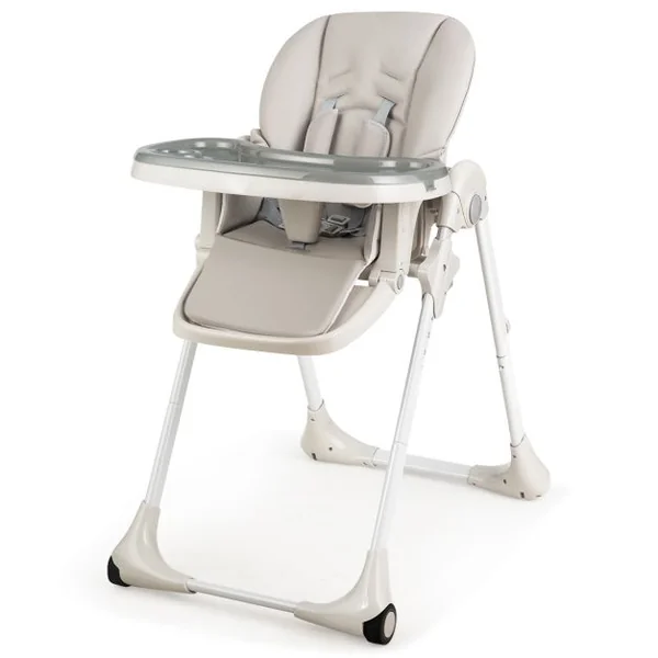 Chaise Haute Bébé Convertible Bauteur Réglable Dossier Inclinable Repose-pieds Plateau Amovible Lavable au Lave-vaisselle Chaise Haute Portable Gris