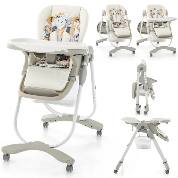 Chaise Haute Pliante pour Bébés Multifonctionnelle avec Roulettes Hauteur Réglable Repose-pieds Dossier Plateau Repas Amovible pour 6 à 36 Mois Blanc/Bleu/Noir/Rose