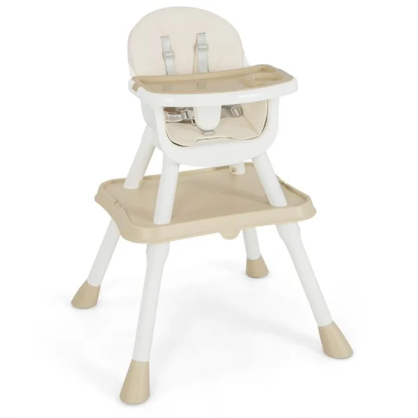 Chaise Haute Pour Bébé Chaise Haute 6 En 1 Convertible/Rehausseur Avec Table Convertible Plateau Double Amovible Harnais De Sécurité à 5 Points Blanc