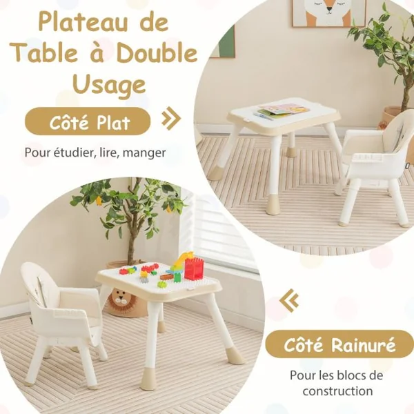 Chaise Haute Pour Bébé Chaise Haute 6 En 1 Convertible/Rehausseur Avec Table Convertible Plateau Double Amovible Harnais De Sécurité à 5 Points Blanc