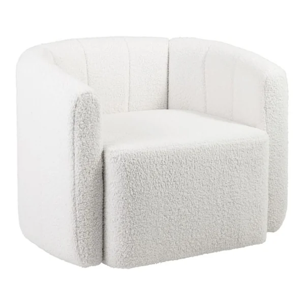 Chaise Pivotante en Forme de Tonneau Chaise d'Appoint Rembourrée Moderne en Sherpa avec Dossier Incurvé et Accoudoirs