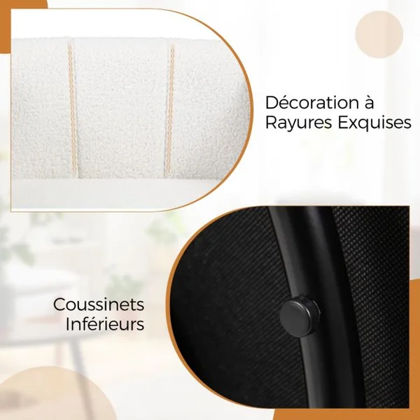 Chaise Pivotante en Forme de Tonneau Chaise d'Appoint Rembourrée Moderne en Sherpa avec Dossier Incurvé et Accoudoirs
