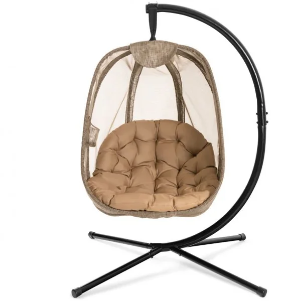 Chaise Suspendue avec Support avec Grand Coussin Confortable Support en Acier Base en X Stable Charge max : 110 kg