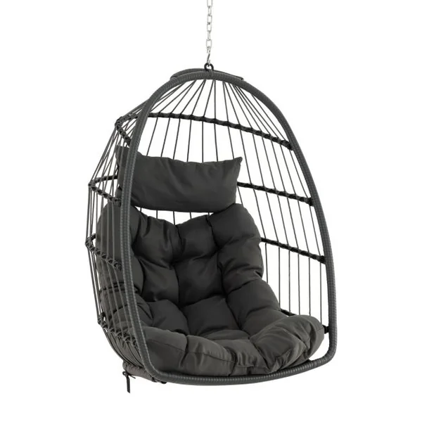 Chaise à Œufs Suspendue Chaise Suspendue avec Oreiller de Tête Coussin de Siège Chaise Suspendue avec Panier en Osier Capacité 150kg