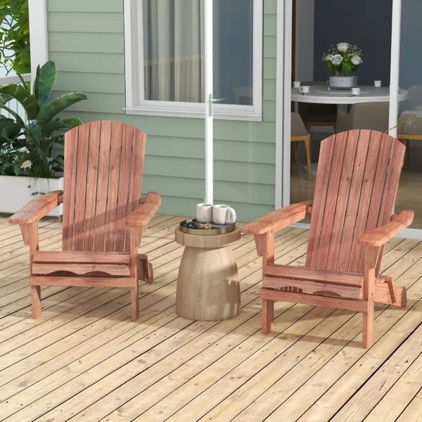 Chaises Adirondack Pliantes Chaise Longue Pliante en Bois Dossier Haut Accoudoirs Larges Capacité 180 Kg Marron