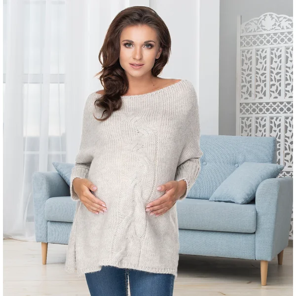 Chandail de grossesse en laine - Beige/Parme