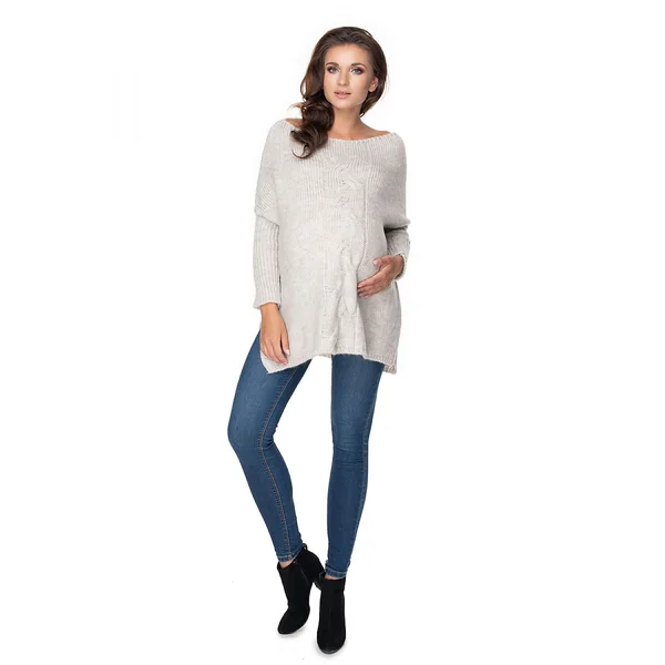 Chandail de grossesse en laine - Beige/Parme