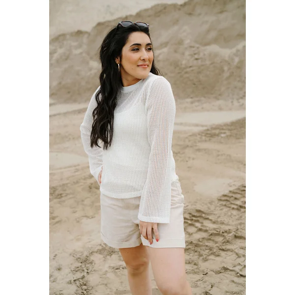 Chandail VANESSA en crochet - blanc lin