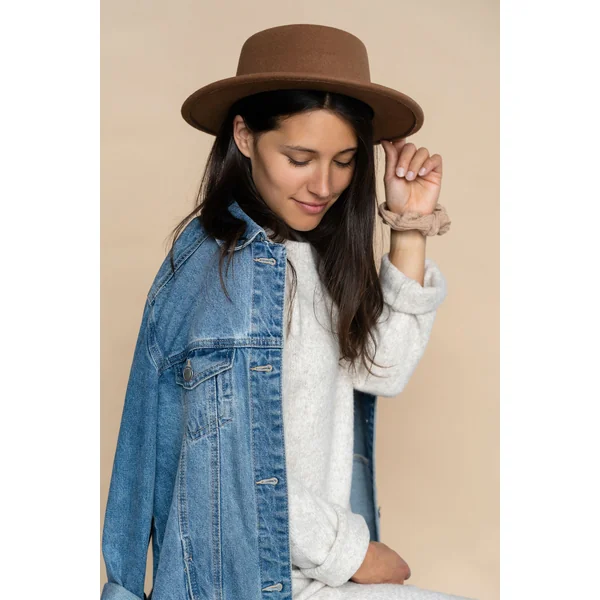 Chapeau de feutre plat - caramel