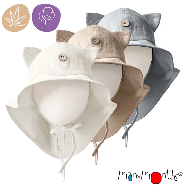 Chapeau de soleil oreilles de CHAT évolutif - Chapeau "Kitty" ManyMonths chanvre et coton bio