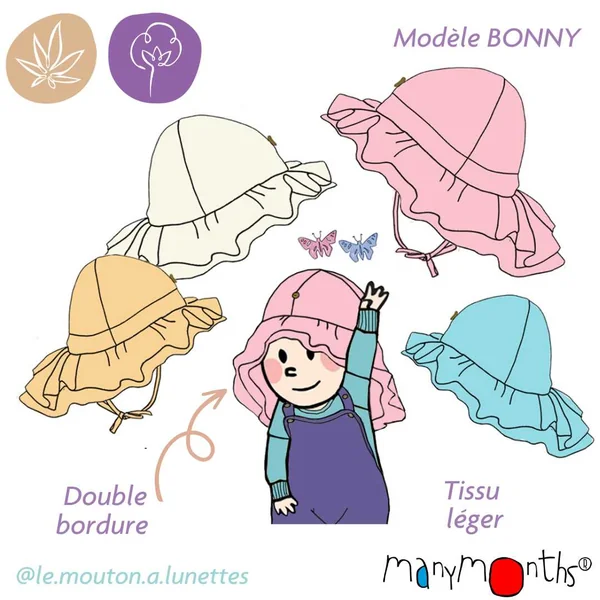 Chapeau évolutif Modèle BONNY en chanvre - ManyMonths