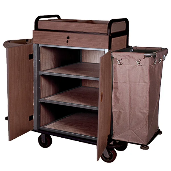 CHARIOT AVEC PORTES + 2 SACS DE VINYL 144x50x114 CM MARRON FER (1 UNITÉ) - Garcia de Pou