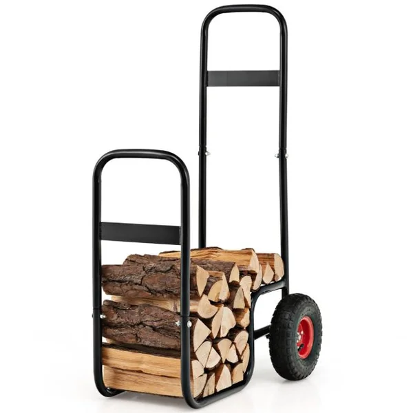 Chariot de Bûches Charge 136 KG avec 2 Roues en Caoutchouc