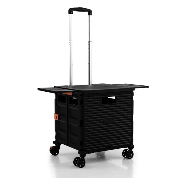 Chariot de Courses Pliable Capacité 55L avec 4 Roues Universelles et Poignée Télescopique en Alliage d'Aluminium Vert