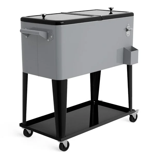 Chariot Réfrigérant de 76L Sur Roulettes Universelles Gris