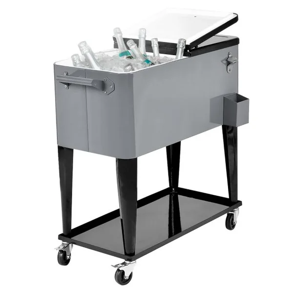 Chariot Réfrigérant de 76L Sur Roulettes Universelles Gris