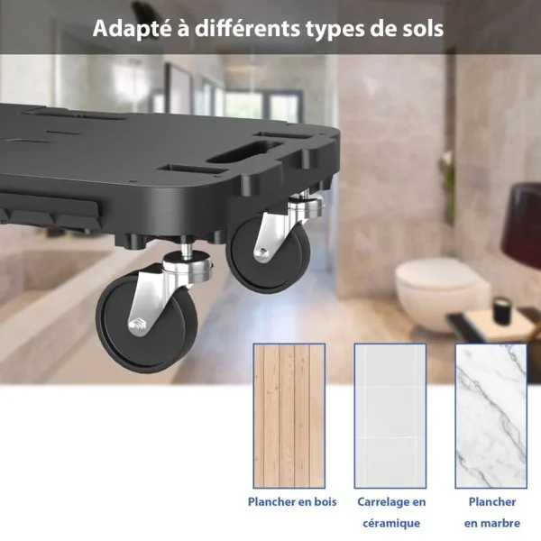 Chariot à Roulettes avec Conception à Bords Interconnectables Charge 300KG Chariot de Déménagement de Meubles avec 4 Roues 48 x 28,5 x 12 cm Noir
