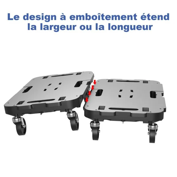 Chariot à Roulettes avec Conception à Bords Interconnectables Charge 300KG Chariot de Déménagement de Meubles avec 4 Roues 48 x 28,5 x 12 cm Noir