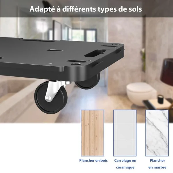 Chariot à Roulettes avec Conception à Bords Interconnectables Charge 543KG Chariot de Déménagement de Meubles avec 4 Roues 58 x 38,5 x 12 cm Noir