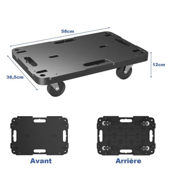 Chariot à Roulettes avec Conception à Bords Interconnectables Charge 543KG Chariot de Déménagement de Meubles avec 4 Roues 58 x 38,5 x 12 cm Noir