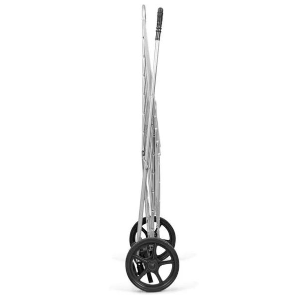 Chariots de Courses Pliableà 4 Roues en Métal Pivotantes à 360° 2 Panier pour le Linge les Courses Capacité de 40KG Argent