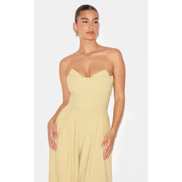 Chartreuse Combinaison Pantalon Large Ajustée PLT Label Avec Détail Bustier Corset