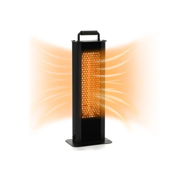 Chauffage Électrique à Infrarouge 1200W Portable avec Double Face Radiateur Étanche en Aluminium Protection Contre pour Jardin Balcon Noir