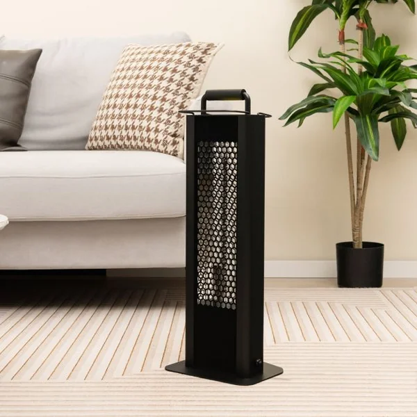 Chauffage Électrique à Infrarouge 1200W Portable avec Double Face Radiateur Étanche en Aluminium Protection Contre pour Jardin Balcon Noir