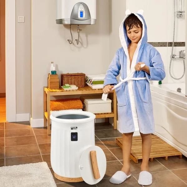 Chauffe-serviettes de Luxe de 20 L Seau Chauffant de Serviettes Spa Minuterie 15-60 min Arrêt Automatique 34x34x48cm Enfants Blanc