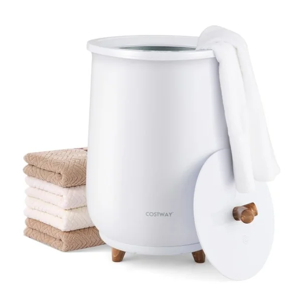 Chauffe-Serviettes de Luxe de 23 L à 3 Niveaux 60℃-80℃ Seau Chauffant de Serviettes Spa Minuterie 20-90 Min Arrêt Automatique Blanc