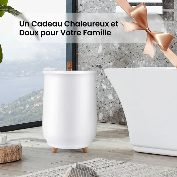 Chauffe-Serviettes de Luxe de 23 L à 3 Niveaux 60℃-80℃ Seau Chauffant de Serviettes Spa Minuterie 20-90 Min Arrêt Automatique Blanc