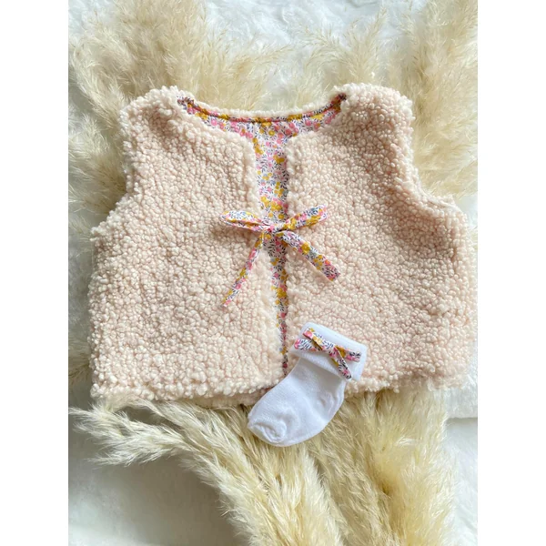 Chaussette bébé en coton biologique avec noeud Liberty