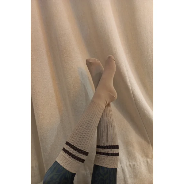 CHAUSSETTES beige rayé chocolat