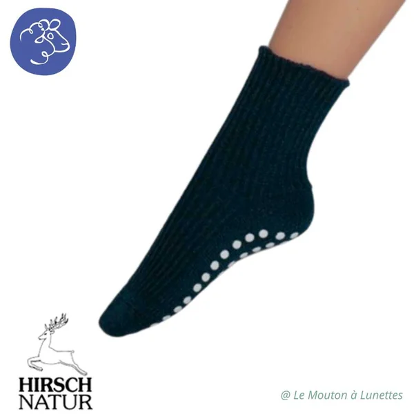 Chaussettes chaudes antidérapantes en laine bio - Chaussons Hirsch Natur du 15 au 46