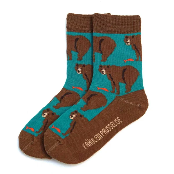 Chaussettes en coton bio motif Ours brun - pointures 19 à 42 - Fräulein Prusselise