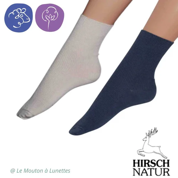 Chaussettes fines en laine et coton bio - Hirsch Natur