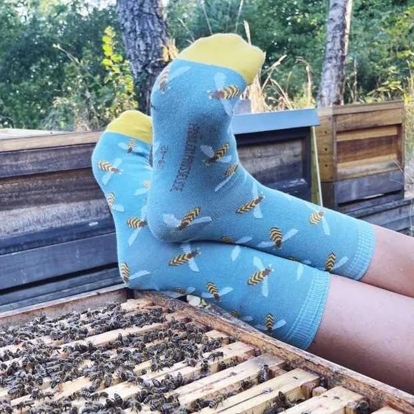 Chaussettes motif Abeilles en coton bio - pointures 19 à 42 - Fräulein Prusselise