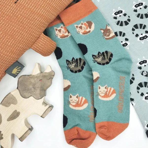 Chaussettes motif Chats en coton bio - pointures 19 à 34 - Fräulein Prusselise