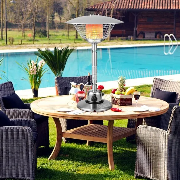 Cheminée de Table au Gaz Propane de 4000W Chauffage Extérieur Portable Protection Contre Basculement et Surchauffe avec 2 Réglages de Chaleur