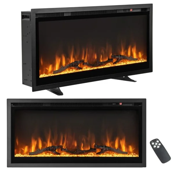 Cheminée Électrique Murale avec 9 Couleurs de Flamme 750W/1500W