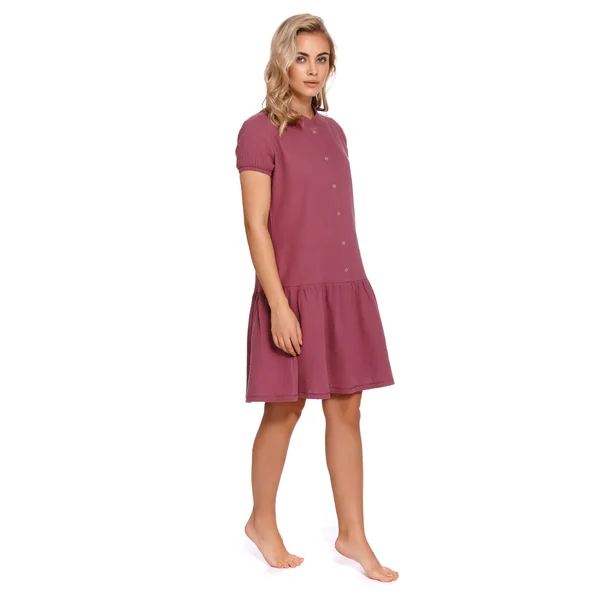 Chemise de grossesse et allaitement en gaze de coton oeko-tex - Marine/Prune - Reste Taille S