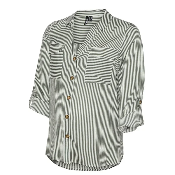 Chemise de grossesse et d'allaitement - rayée kaki
