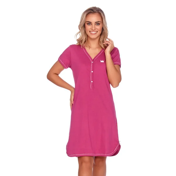 Chemise de nuit d'allaitement en coton oeko-tex - Rose/Fushia - Reste 1S