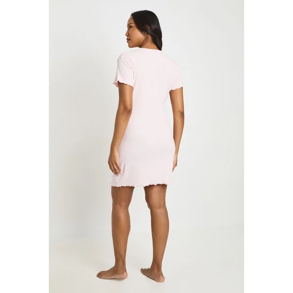 Chemise De Nuit De Maternité Côtelée À Boutons