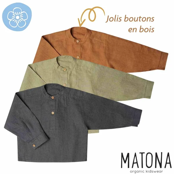 Chemise légère en lin col boutonné "Otis" - Matona - Fin de série