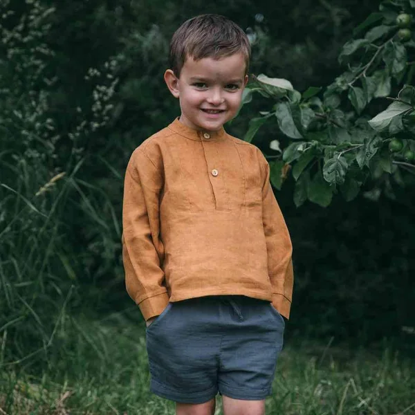 Chemise légère en lin col boutonné "Otis" - Matona - Fin de série