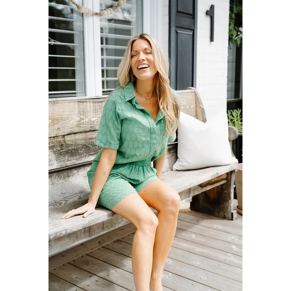 Chemise SANDRINE - vert broderie