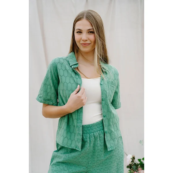Chemise SANDRINE - vert broderie
