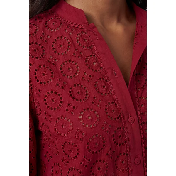 Chemisier Broderie Anglaise En Coton Tissé À Manches Courtes